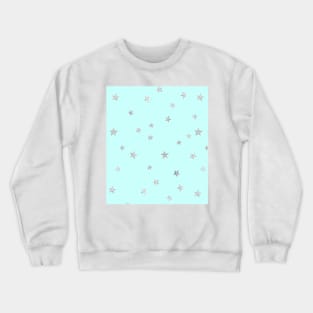 Pretty Y2K Glitter Stars Design in Baby Turquoise Crewneck Sweatshirt